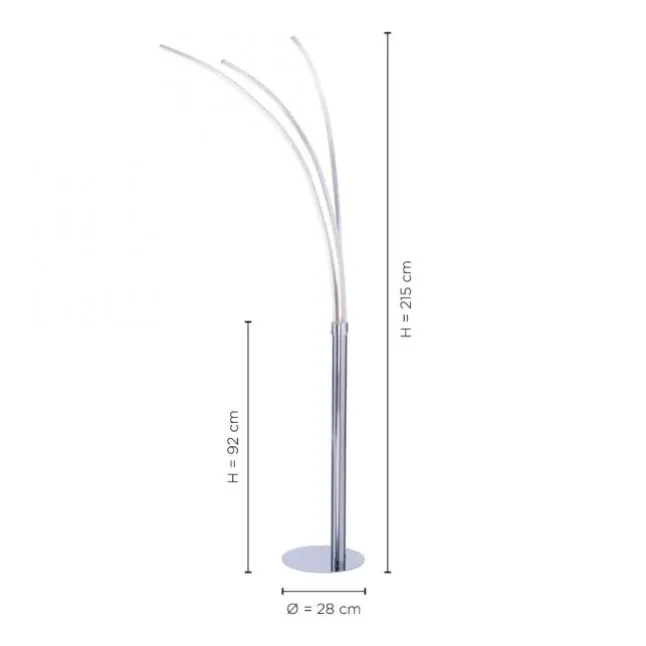 LED Stehleuchte, moderne 3 Leuchtarme, warmweiß, inkl. Kippschalter