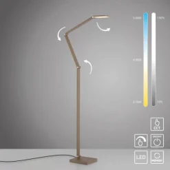 LED Stehleuchte SAMSKY, bronce, dimmbar, höhenverstellbar, Farbtemperatursteuerung