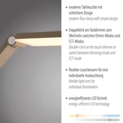LED Stehleuchte SAMSKY, bronce, dimmbar, höhenverstellbar, Farbtemperatursteuerung