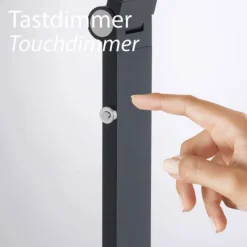 LED Stehleuchte SAMSKY, grau, CCT-Steuerung, Tastdimmer, höhenverstellbar