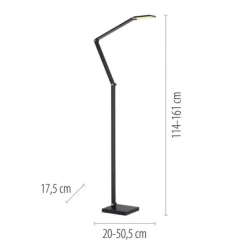 LED Stehleuchte SAMSKY, grau, CCT-Steuerung, Tastdimmer, höhenverstellbar