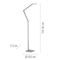 LED Stehleuchte SAMSKY, silber, dimmbar, höhenverstellbar, Farbtemperatursteuerung