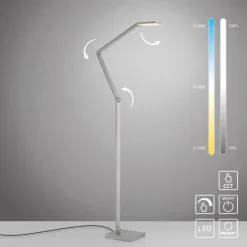 LED Stehleuchte SAMSKY, silber, dimmbar, höhenverstellbar, Farbtemperatursteuerung