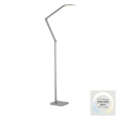 LED Stehleuchte SAMSKY, silber, dimmbar, höhenverstellbar, Farbtemperatursteuerung
