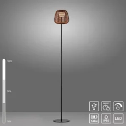 LED Stehleuchte schwarz Akku spritzwasserschutz USB Touchdimmer