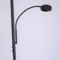 LED-Stehleuchte, schwarz, dimmbar, Touchdimmer, Lesearm, Fluterkopf einstellbar