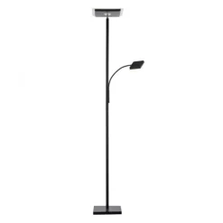 LED-Stehleuchte, schwarz, dimmbar, Lesearm, Deckenfluter
