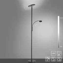 LED Stehleuchte, schwarz, dimmbar, Lesearm zuschaltbar,