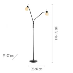 LED Stehleuchte schwarz 2-flammig flexibel verstellbar mit Schalter