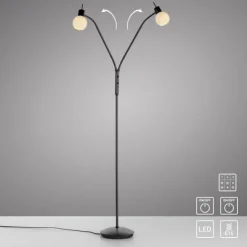 LED Stehleuchte schwarz 2-flammig flexibel verstellbar mit Schalter