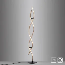 LED Stehleuchte schwarz gold Schnurdimmer geschwungen Innenleuchte