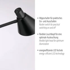 LED Stehleuchte schwarz mit Schalter flexible verstellbar Arbeitsplatzleuchte