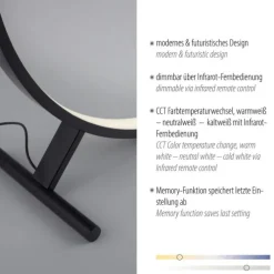 LED Stehleuchte schwarz rund Ringform dimmbar über Fernbedienung CCT