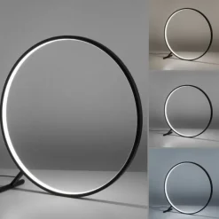 LED Stehleuchte schwarz rund Ringform dimmbar über Fernbedienung CCT