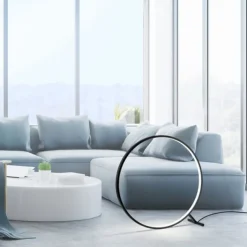 LED Stehleuchte schwarz rund Ringform dimmbar über Fernbedienung CCT