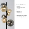 LED Stehleuchte schwarz rund Fußschalter Rauchgläser Ambergläser