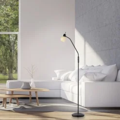 LED Stehleuchte schwarz Schalter flexibel verstellbar Wohnzimmer