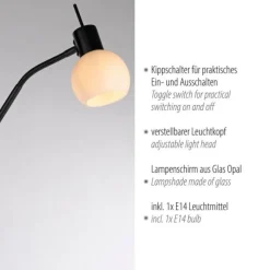 LED Stehleuchte schwarz Schalter flexibel verstellbar Wohnzimmer