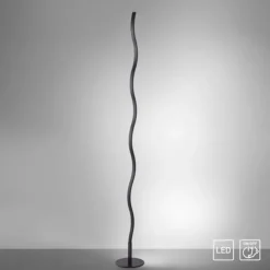 LED-Stehleuchte, schwarz, Wellenform, Schnurschalter, blendfrei