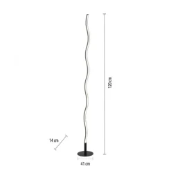 LED-Stehleuchte, schwarz, Wellenform, Schnurschalter, blendfrei