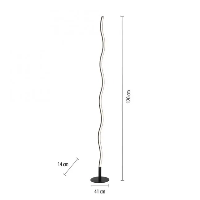 LED-Stehleuchte, schwarz, Wellenform, Schnurschalter, blendfrei