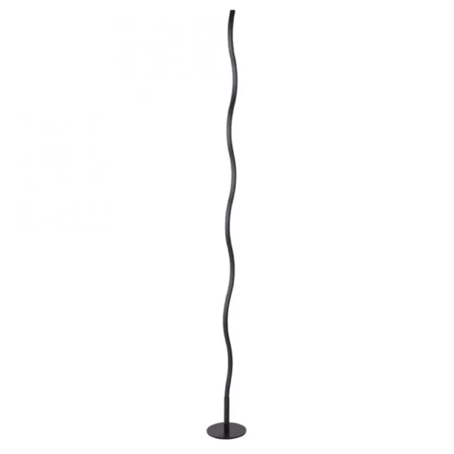 LED-Stehleuchte, schwarz, Wellenform, Schnurschalter, blendfrei