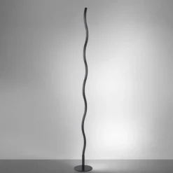LED-Stehleuchte, schwarz, Wellenform, Schnurschalter, blendfrei