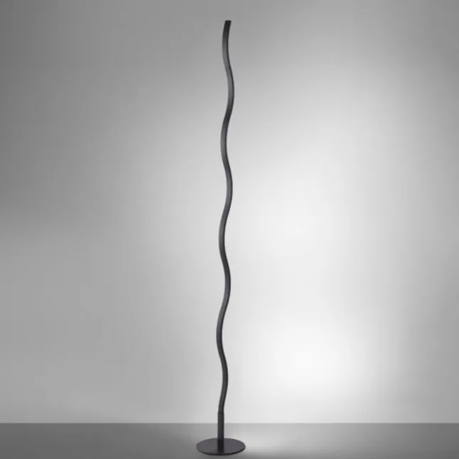 LED-Stehleuchte, schwarz, Wellenform, Schnurschalter, blendfrei