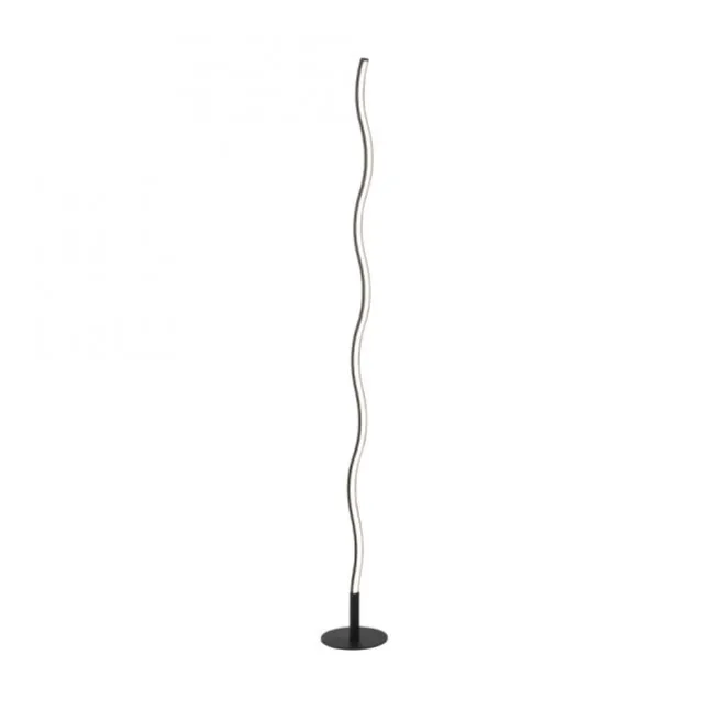 LED-Stehleuchte, schwarz, Wellenform, Schnurschalter, blendfrei