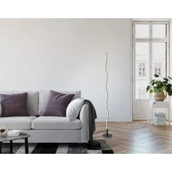 LED-Stehleuchte, schwarz, Wellenform, Schnurschalter, blendfrei