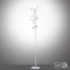 LED-Stehleuchte, silberfarben, 2 geschwungene Leuchtarmen, Dimmfunktion