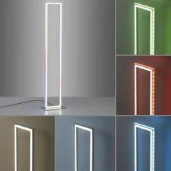 LED Stehleuchte silber farbig Fußschalter dimmbar Sidelight RGB Rainbow