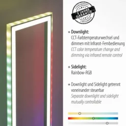 LED Stehleuchte silber farbig Fußschalter dimmbar Sidelight RGB Rainbow