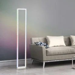 LED Stehleuchte silber farbig Fußschalter dimmbar Sidelight RGB Rainbow