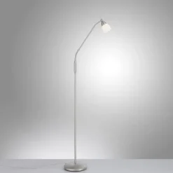 LED Stehleuchte silber Opalglas 3 Stufen Touchdimmer verstellbar