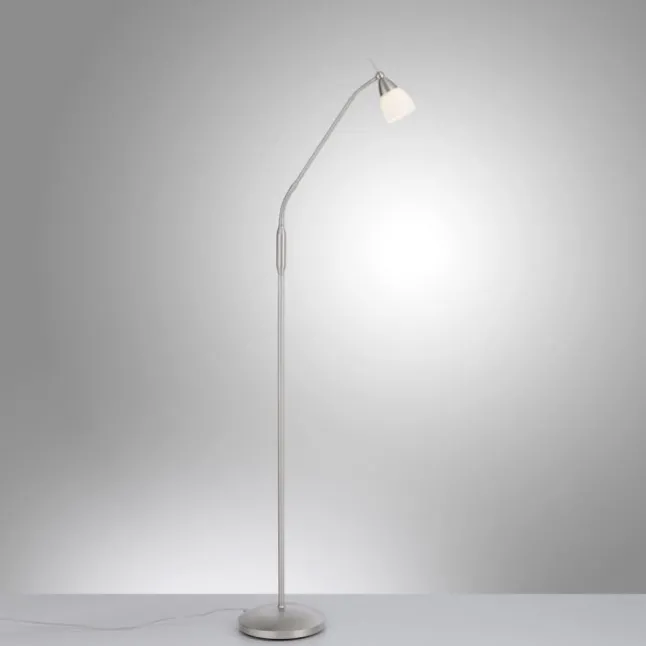 LED Stehleuchte silber Opalglas 3 Stufen Touchdimmer verstellbar