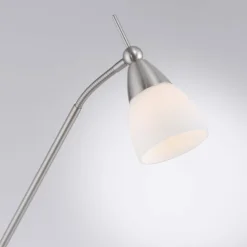 LED Stehleuchte silber Opalglas 3 Stufen Touchdimmer verstellbar