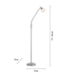 LED Stehleuchte silber Opalglas 3 Stufen Touchdimmer verstellbar