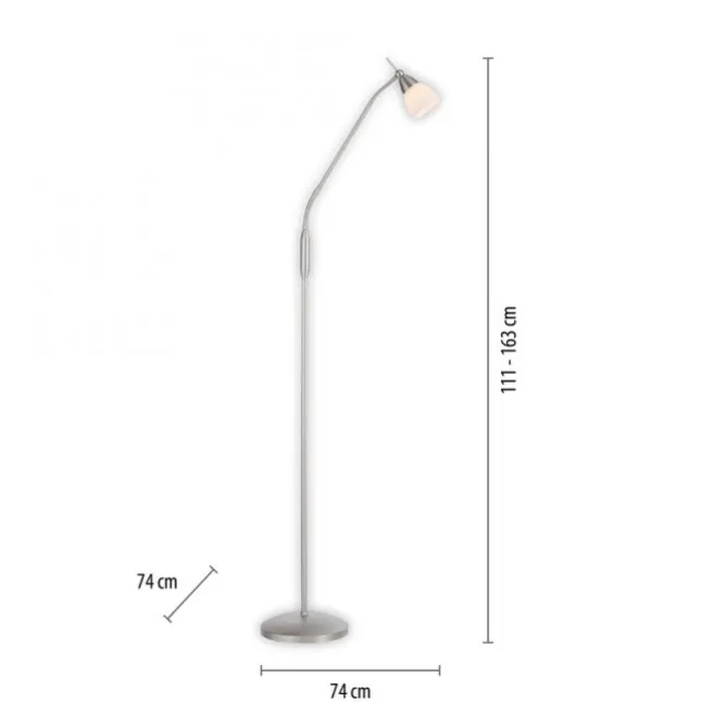 LED Stehleuchte silber Opalglas 3 Stufen Touchdimmer verstellbar