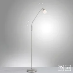 LED Stehleuchte silber Opalglas 3 Stufen Touchdimmer verstellbar