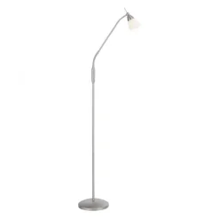 LED Stehleuchte silber Opalglas 3 Stufen Touchdimmer verstellbar
