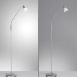 LED Stehleuchte silber Opalglas 3 Stufen Touchdimmer verstellbar