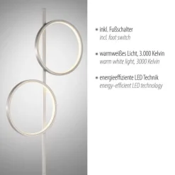 LED Stehleuchte silber schlichtes Design Fußschalter warmweiß