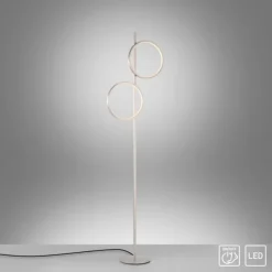 LED Stehleuchte silber schlichtes Design Fußschalter warmweiß