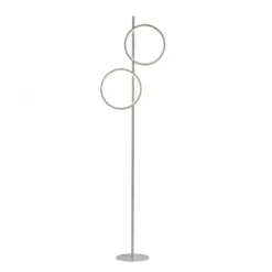 LED Stehleuchte silber schlichtes Design Fußschalter warmweiß