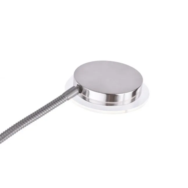 LED-Stehleuchte, stahlfarben, flexibler Lesearm, dimmbar, modern