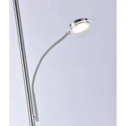 LED-Stehleuchte, stahlfarben, flexibler Lesearm, dimmbar, modern