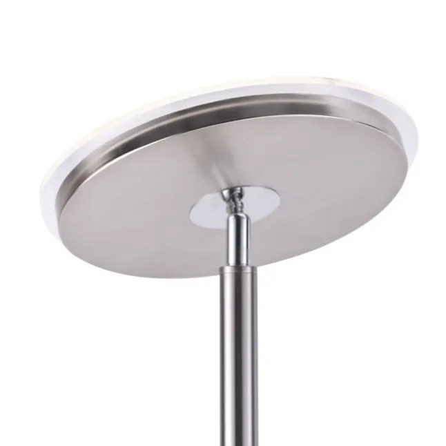 LED-Stehleuchte, stahlfarben, flexibler Lesearm, dimmbar, modern