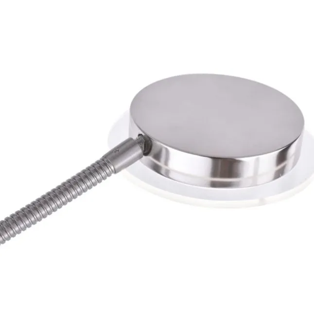 LED-Stehleuchte, stahlfarben, flexibler Lesearm, dimmbar, modern