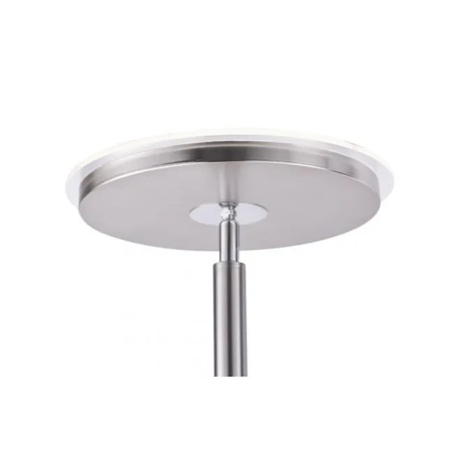 LED-Stehleuchte, stahlfarben, flexibler Lesearm, dimmbar, modern
